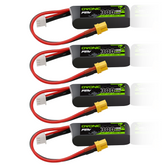 Lot de 4 batteries Lipo OVONIC 2S 300 mAh 2S1P 100 C 7,6 V LiHV avec prise XT30 pour drone FPV sans balais Tinywhoop 60 mm-130 mm